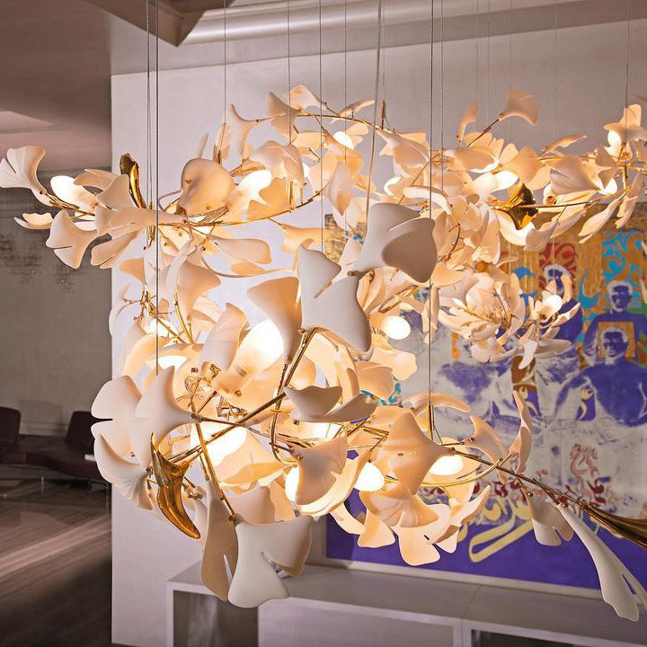 Eurzoris Gingko Metal Leaf Chandelier - Aura Lighting
