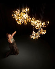 Eurzoris Gingko Metal Leaf Chandelier - Aura Lighting
