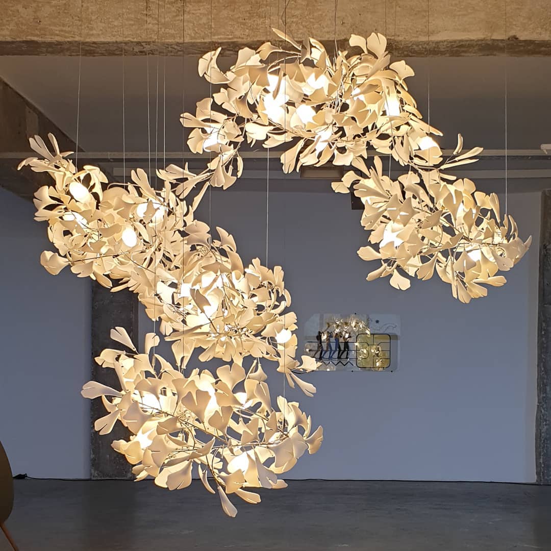 Eurzoris Gingko Metal Leaf Chandelier - Aura Lighting