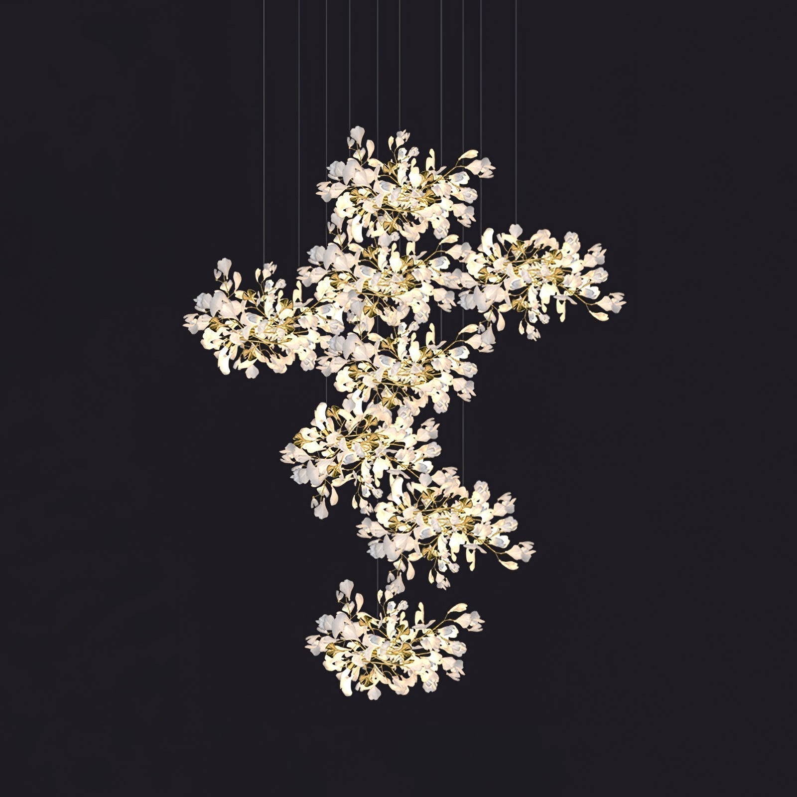 Eurzoris Gingko Metal Leaf Chandelier - Aura Lighting