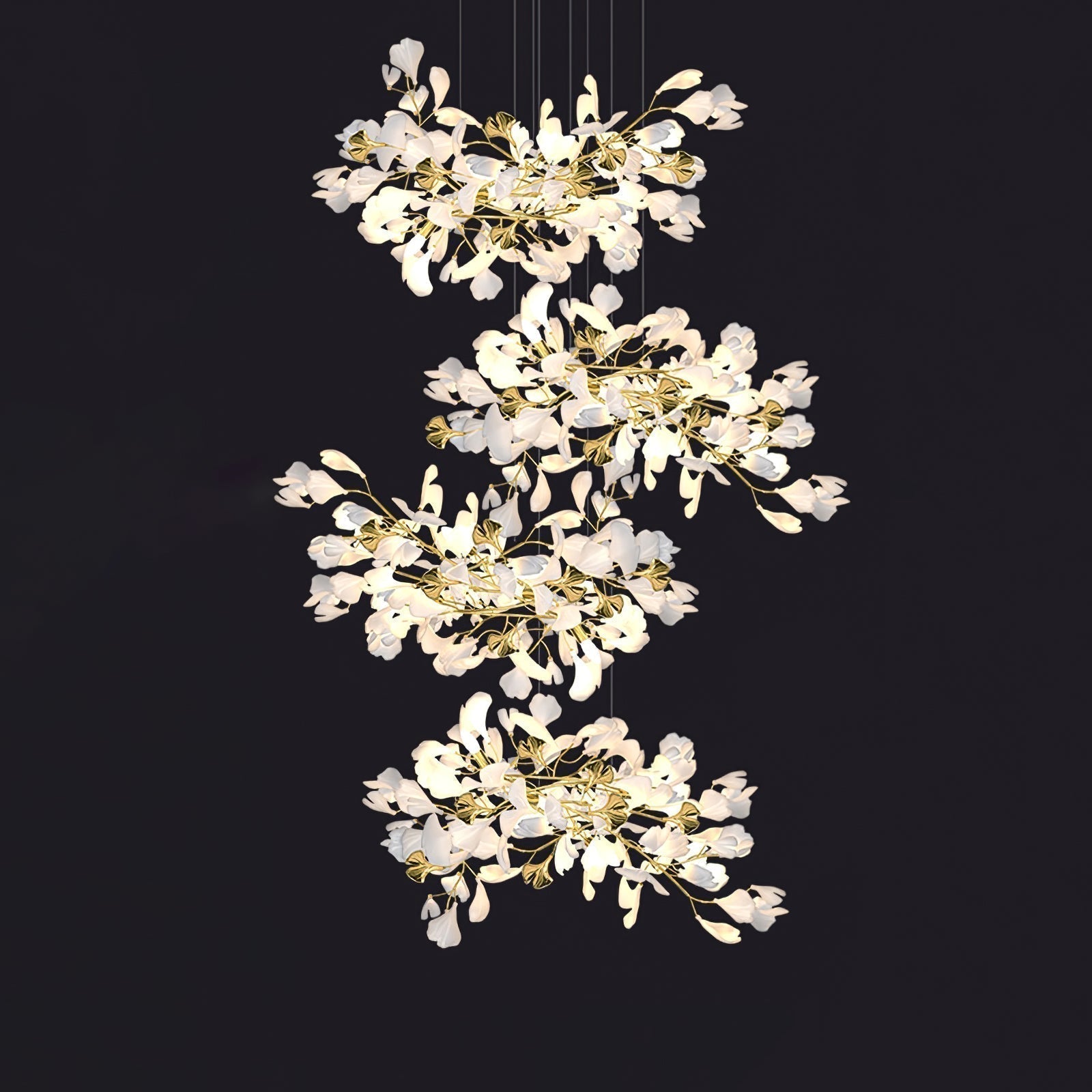 Eurzoris Gingko Metal Leaf Chandelier - Aura Lighting