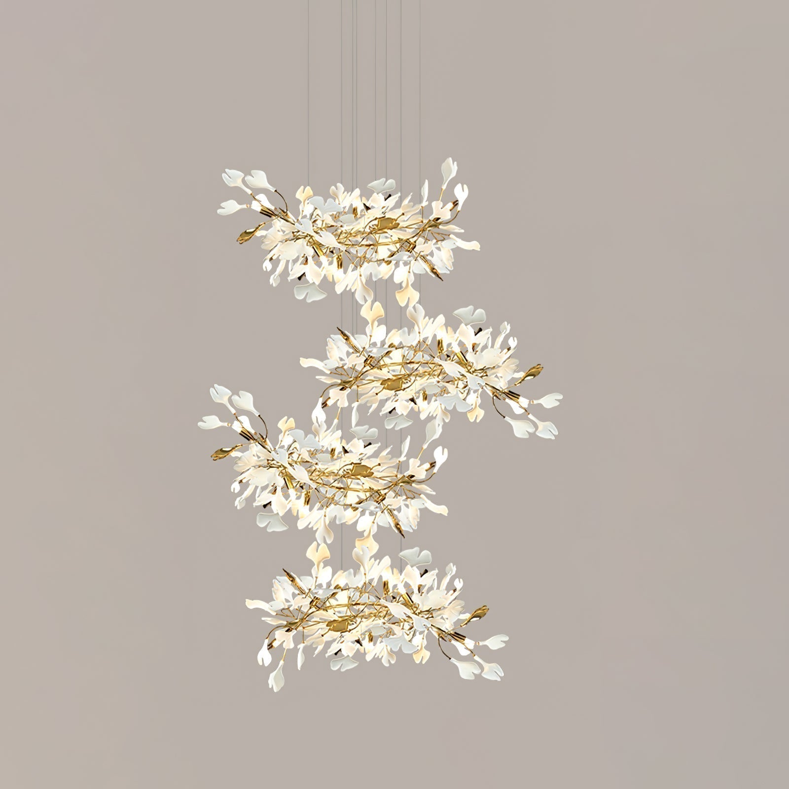 Eurzoris Gingko Metal Leaf Chandelier - Aura Lighting