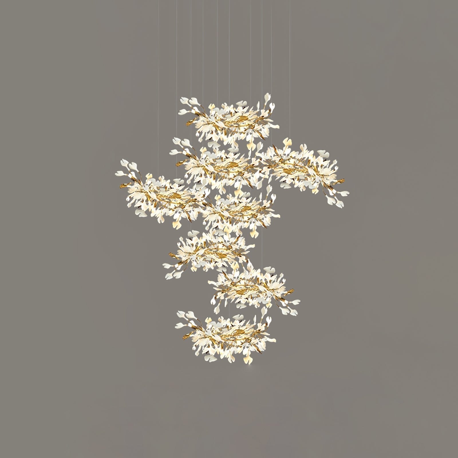 Eurzoris Gingko Metal Leaf Chandelier - Aura Lighting