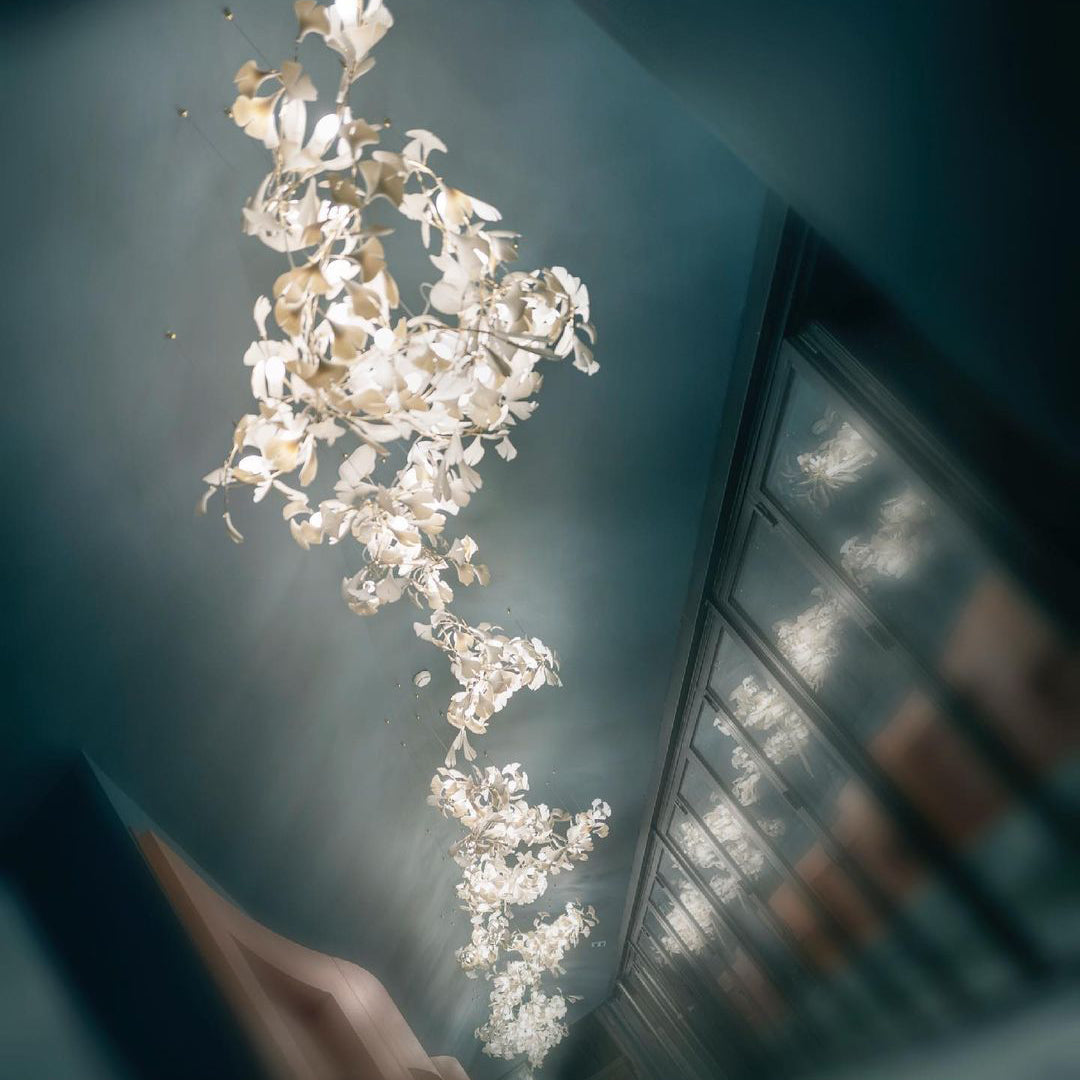 Eurzoris Gingko Metal Leaf Chandelier - Aura Lighting