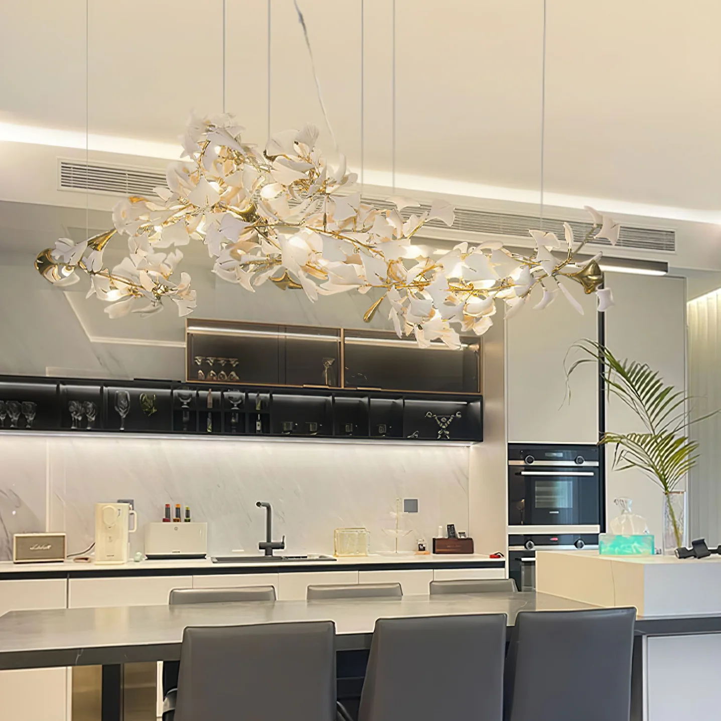 Eurzoris Gingko Metal Leaf Chandelier - Aura Lighting