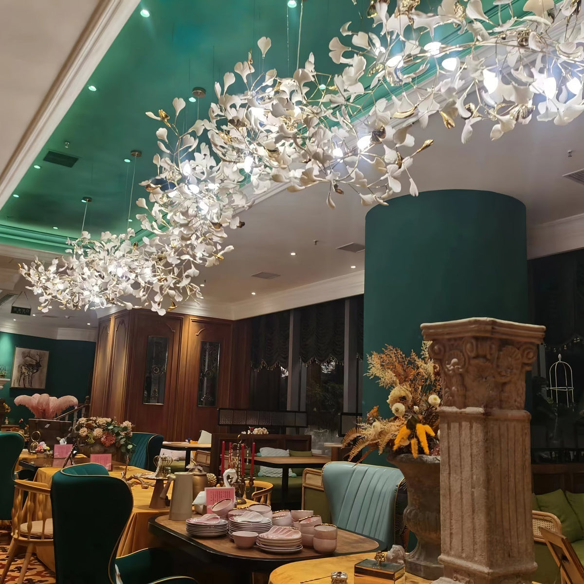 Eurzoris Gingko Metal Leaf Chandelier - Aura Lighting