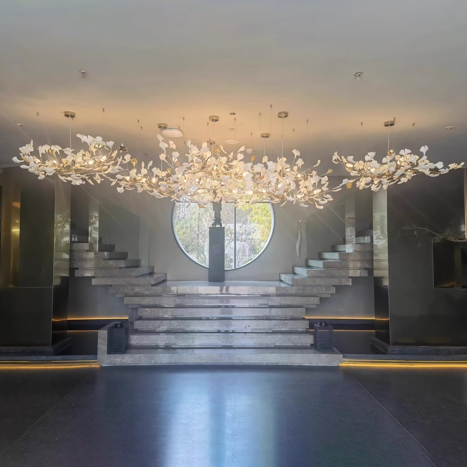 Eurzoris Gingko Metal Leaf Chandelier - Aura Lighting