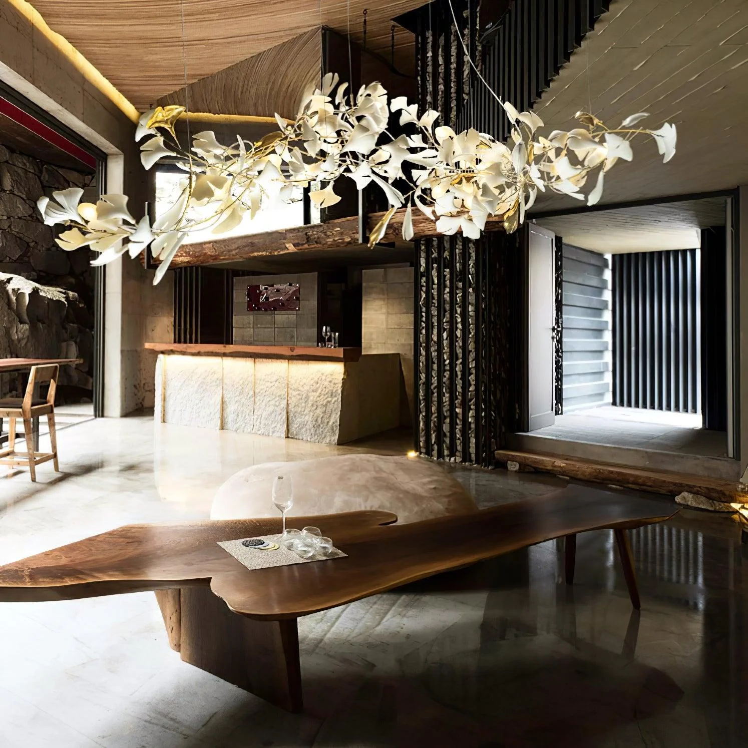 Eurzoris Gingko Metal Leaf Chandelier - Aura Lighting