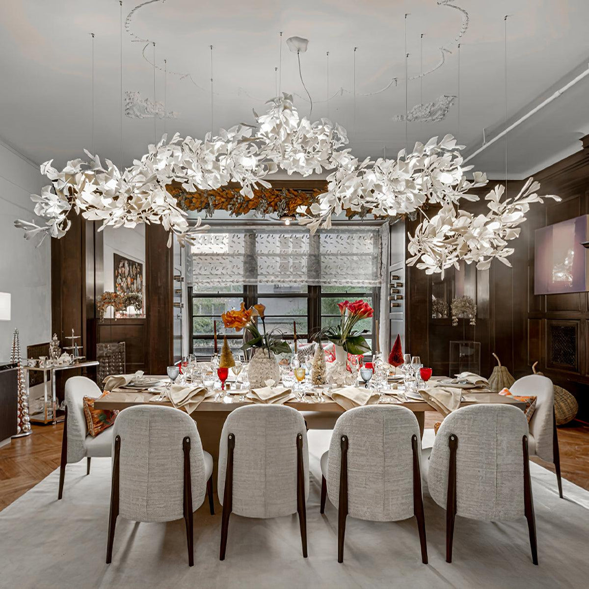 Vashayra Floral Capiz Shell Chandelier - Aura Lighting
