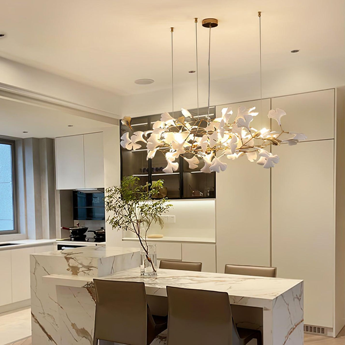 Vashayra Floral Capiz Shell Chandelier - Aura Lighting