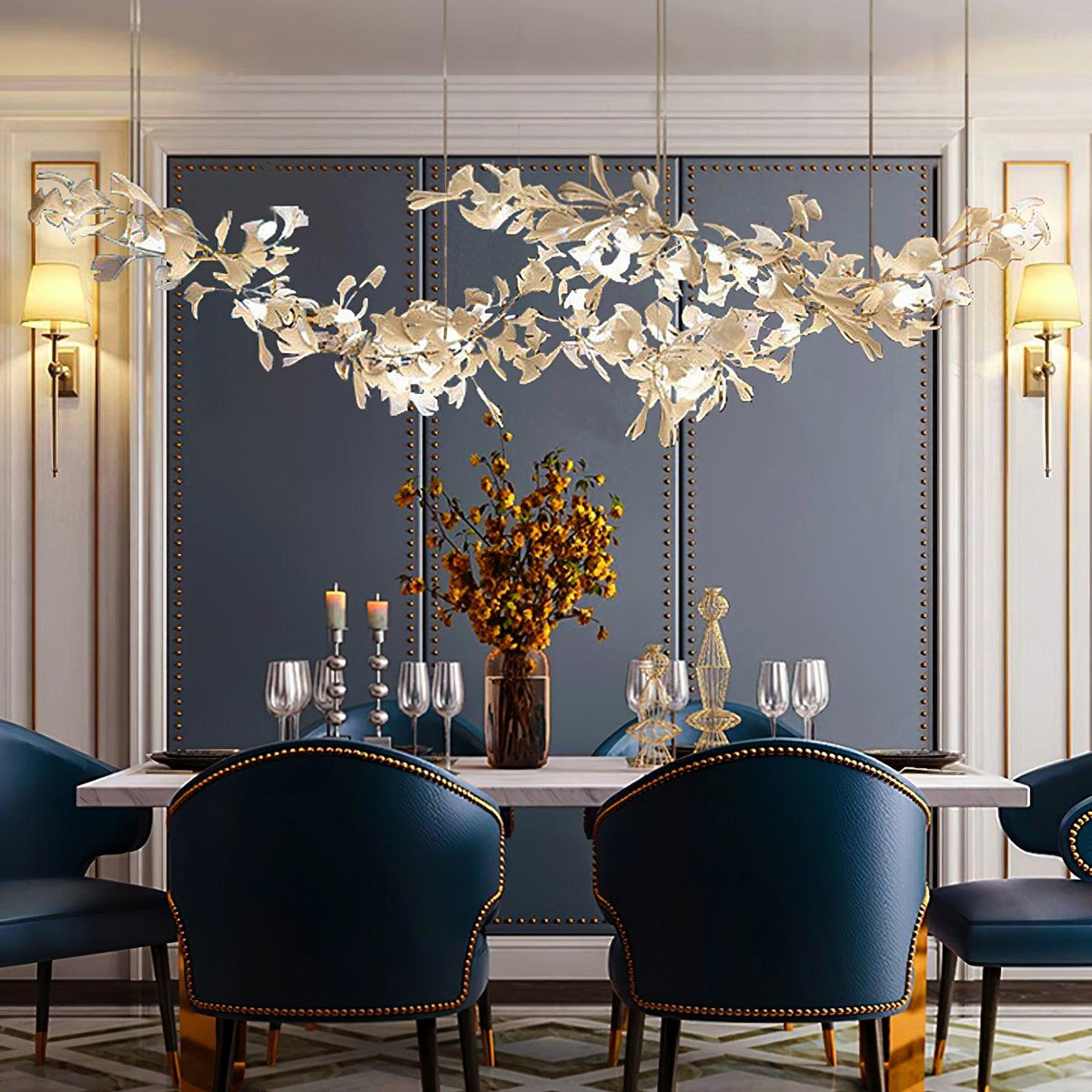 Vashayra Floral Capiz Shell Chandelier - Aura Lighting