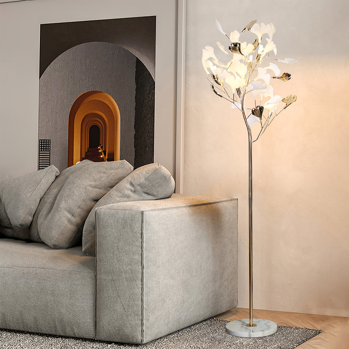 Olivia Lámpara de Pie de Cerámica Ginkgo — imagen 2 | Aura Lighting