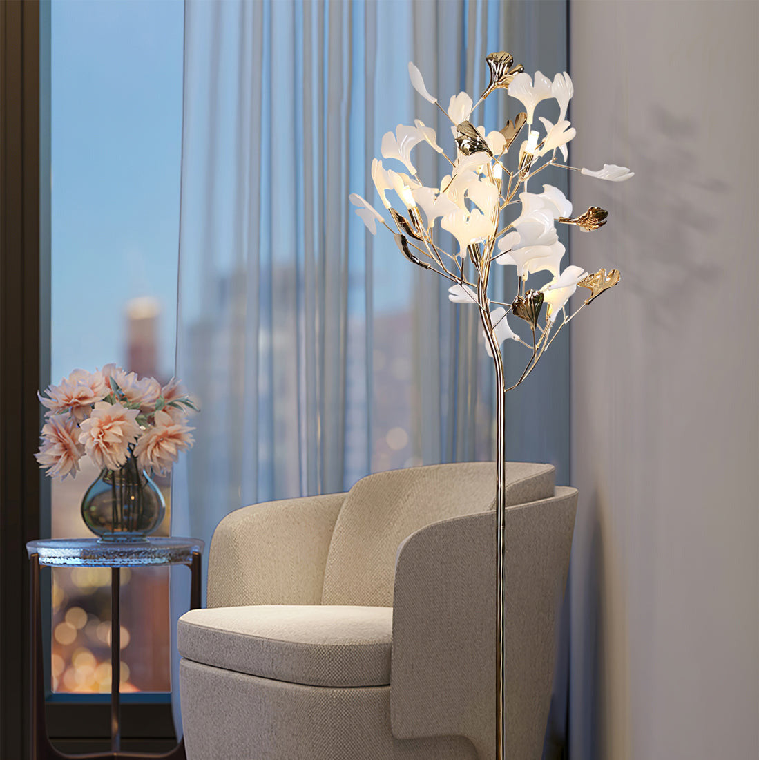 Olivia Lámpara de Pie de Cerámica Ginkgo — imagen 4 | Aura Lighting