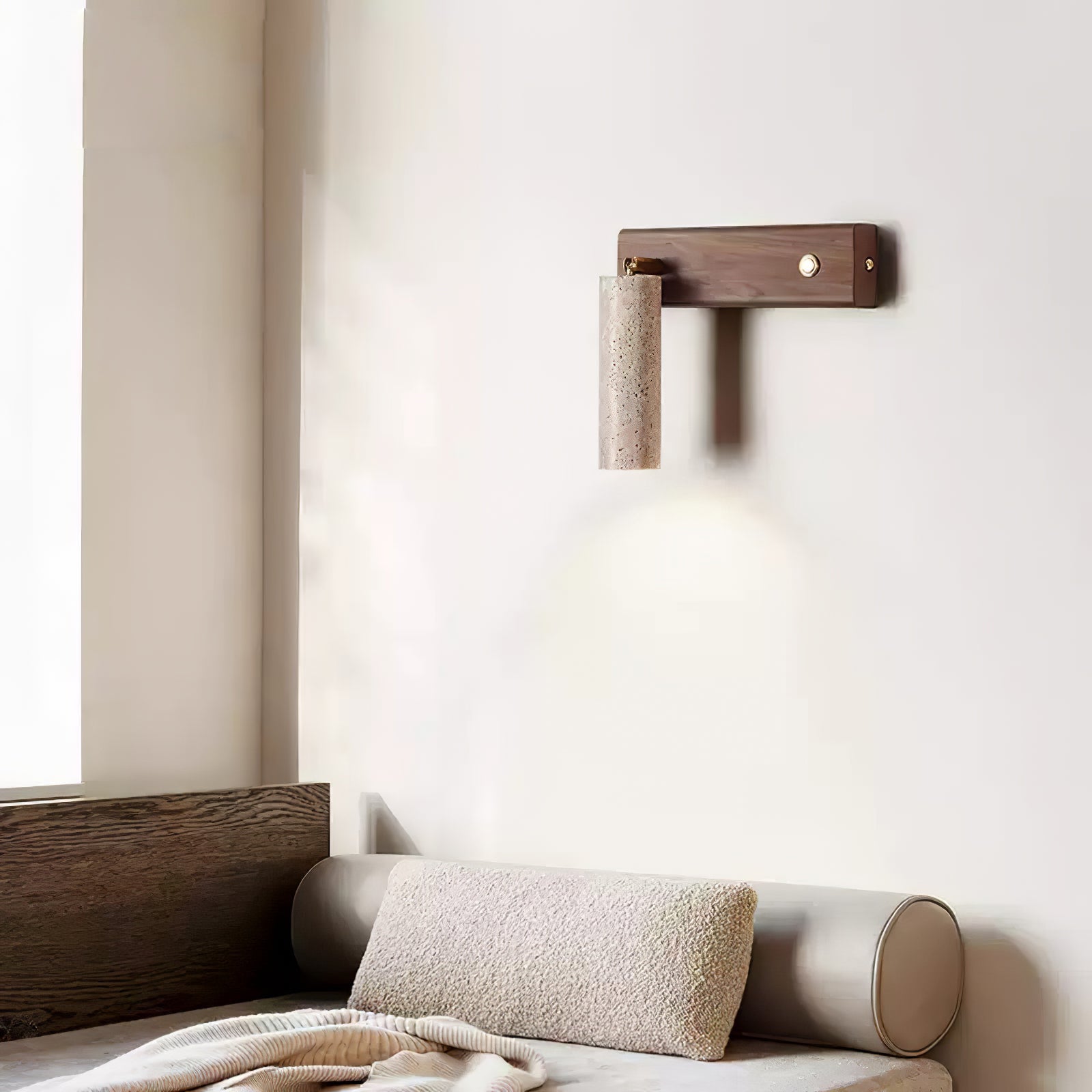 Ornoria Cylindrical Travertine Wall Light SpotLight - Aura Lighting