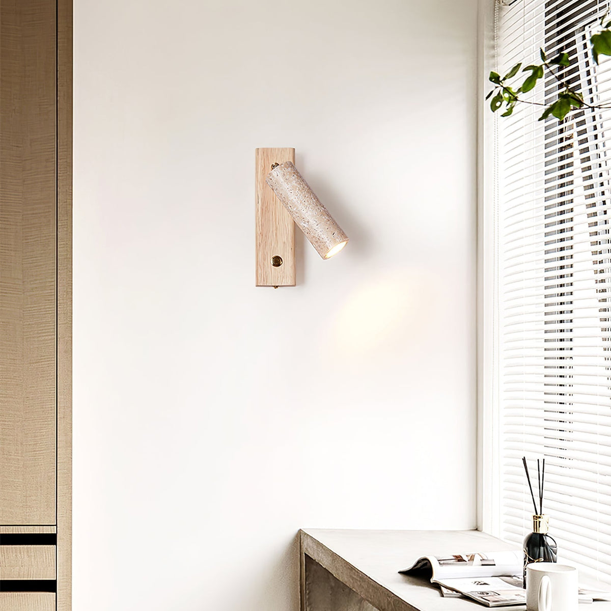 Ornoria Cylindrical Travertine Wall Light SpotLight - Aura Lighting