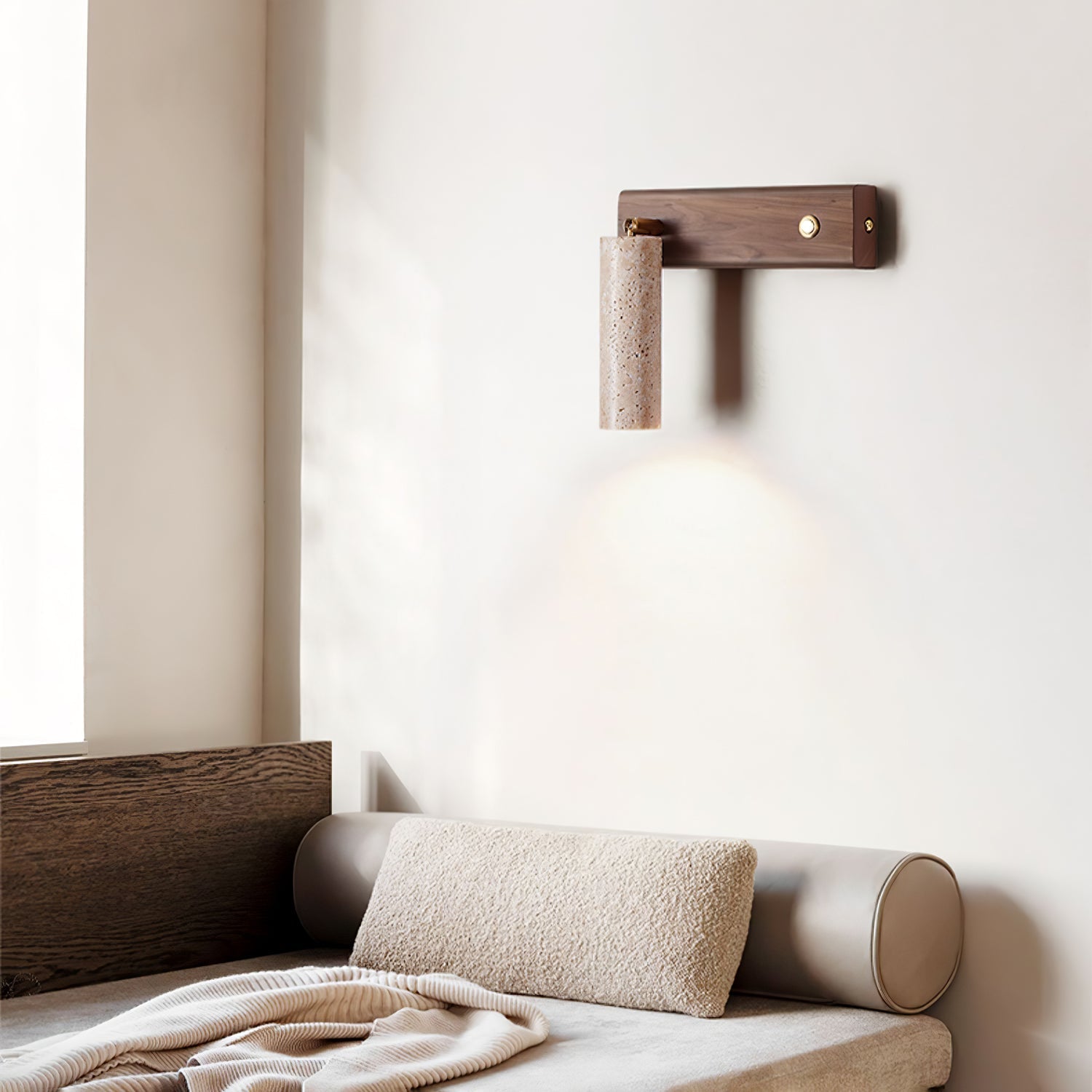 Ornoria Cylindrical Travertine Wall Light SpotLight - Aura Lighting