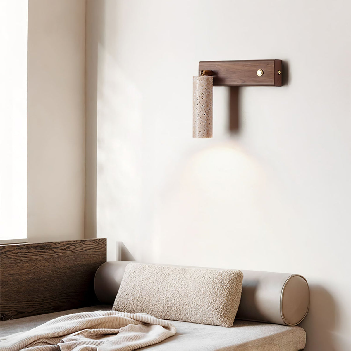Ornoria Cylindrical Travertine Wall Light SpotLight - Aura Lighting