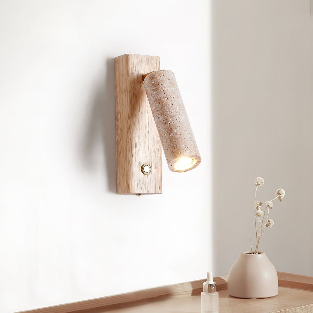 Ornoria Cylindrical Travertine Wall Light SpotLight - Aura Lighting
