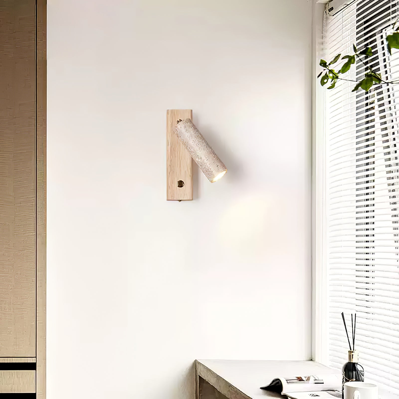 Ornoria Cylindrical Travertine Wall Light SpotLight - Aura Lighting