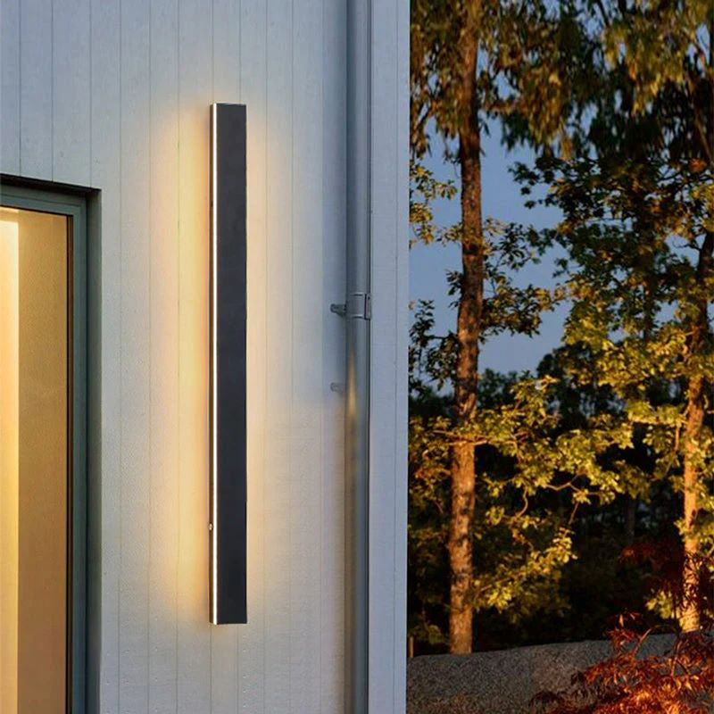 Ray Minimalista Lineal Metal Acrílico Aplique de Pared Exterior Negro — imagen 2 | Aura Lighting