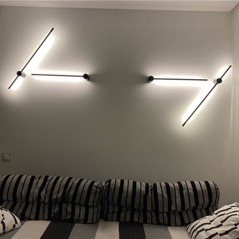 Ray Minimalista Lineal Metal Aplique de Pared Interior Negro — imagen 14 | Aura Lighting