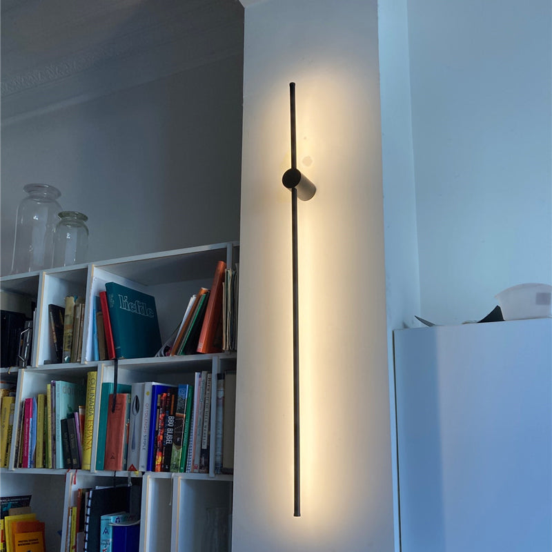 Ray Minimalista Lineal Metal Aplique de Pared Interior Negro — imagen 15 | Aura Lighting