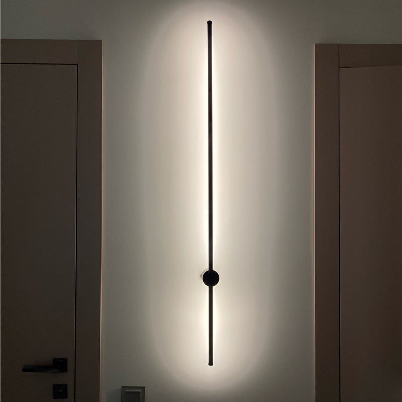 Ray Minimalista Lineal Metal Aplique de Pared Interior Negro — imagen 16 | Aura Lighting