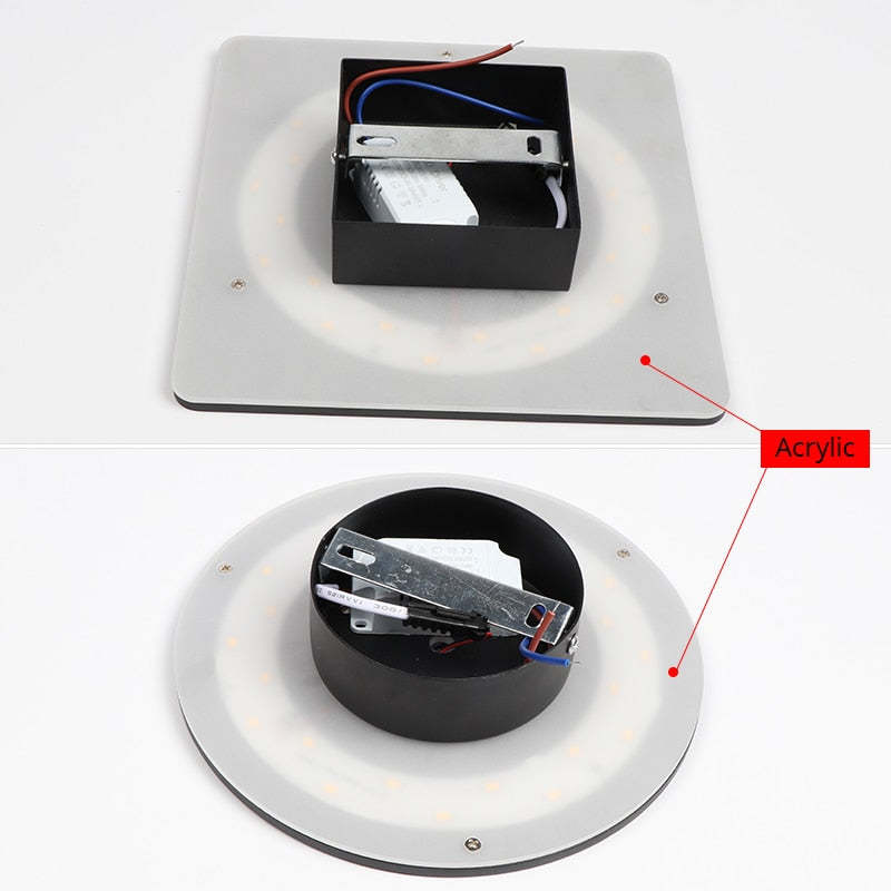 Ray Minimalista Moderno Redondo/Cuadrado Metal LED Aplique de Pared — imagen 16 | Aura Lighting