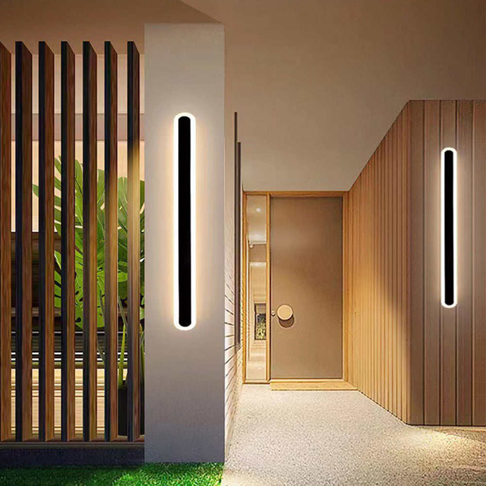 Ray Minimalista Ovalado Lineal Aplique de Pared Exterior — imagen 3 | Aura Lighting