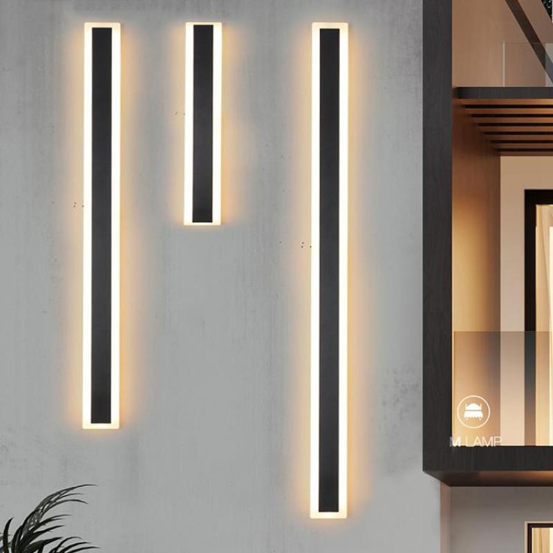 Ray Moderna Lineal Metal Aplique de Pared Exterior Negra — imagen 13 | Aura Lighting
