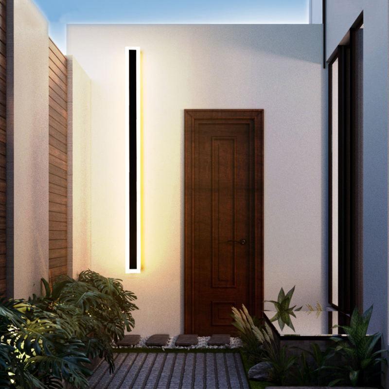 Ray Moderna Lineal Metal Aplique de Pared Exterior Negra — imagen 14 | Aura Lighting