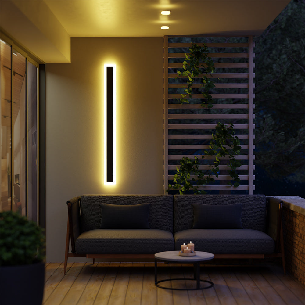 Ray Moderna Lineal Metal Aplique de Pared Exterior Negra — imagen 18 | Aura Lighting