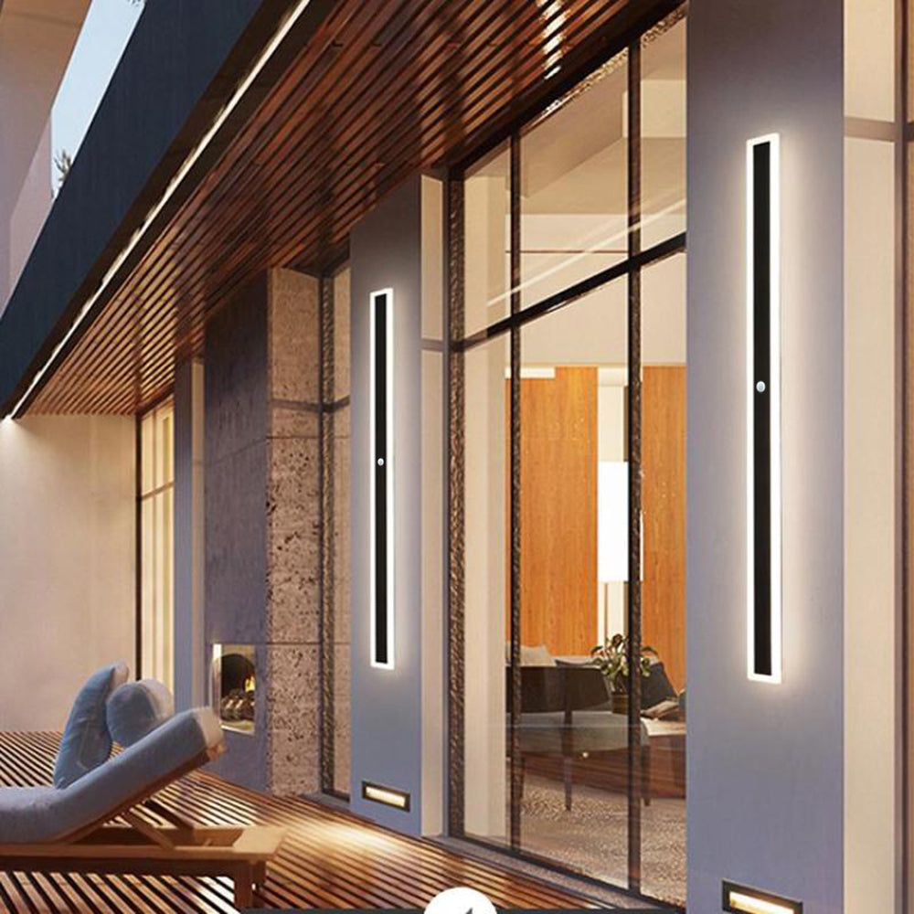 Ray Moderna Lineal Metal Aplique de Pared Exterior Negra — imagen 19 | Aura Lighting