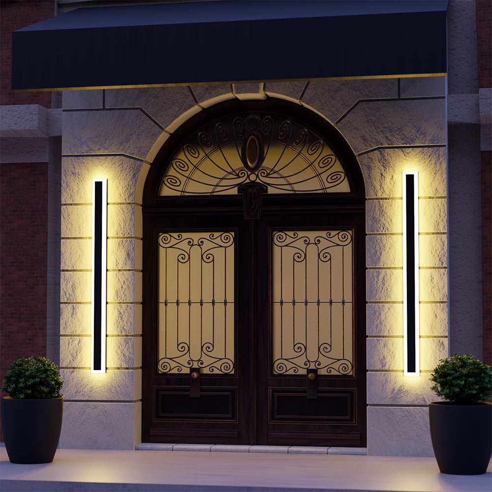 Ray Moderna Lineal Metal Aplique de Pared Exterior Negra — imagen 3 | Aura Lighting
