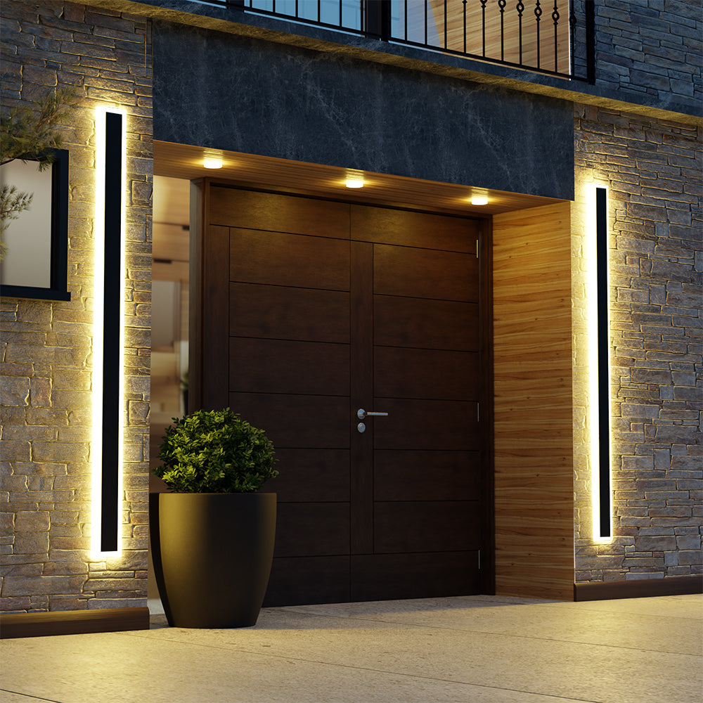 Ray Moderna Lineal Metal Aplique de Pared Exterior Negra — imagen 7 | Aura Lighting