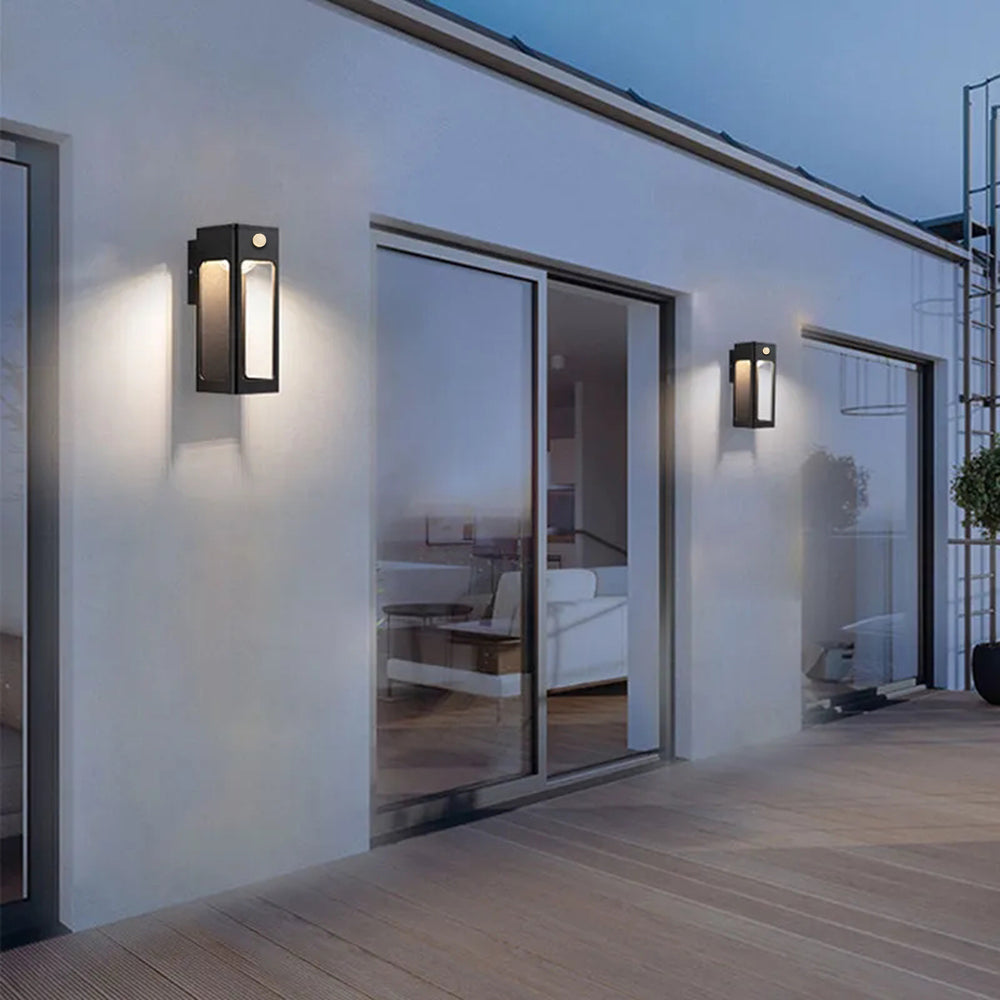 Ray Moderno Rectangular Aplique de Pared Exterior Negro — imagen 17 | Aura Lighting