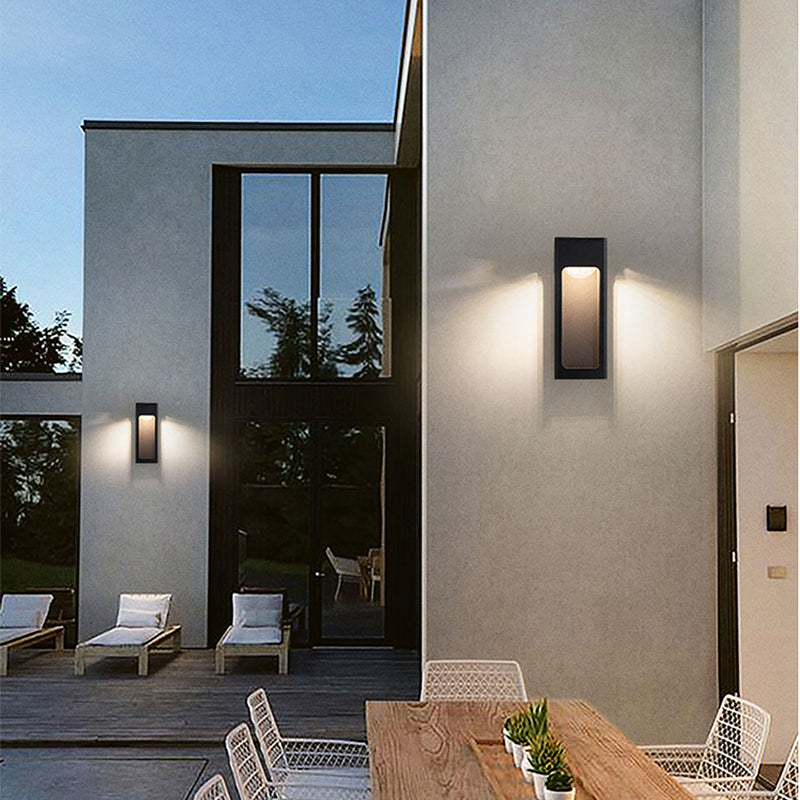 Ray Moderno Rectangular Aplique de Pared Exterior Negro — imagen 2 | Aura Lighting