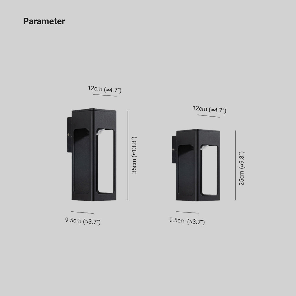 Ray Moderno Rectangular Aplique de Pared Exterior Negro — imagen 4 | Aura Lighting