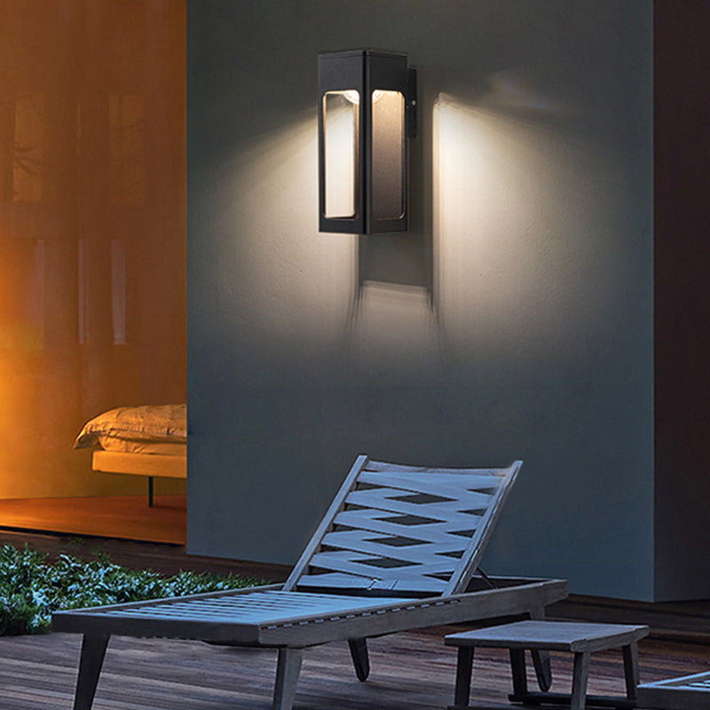 Ray Moderno Rectangular Aplique de Pared Exterior Negro — imagen 8 | Aura Lighting