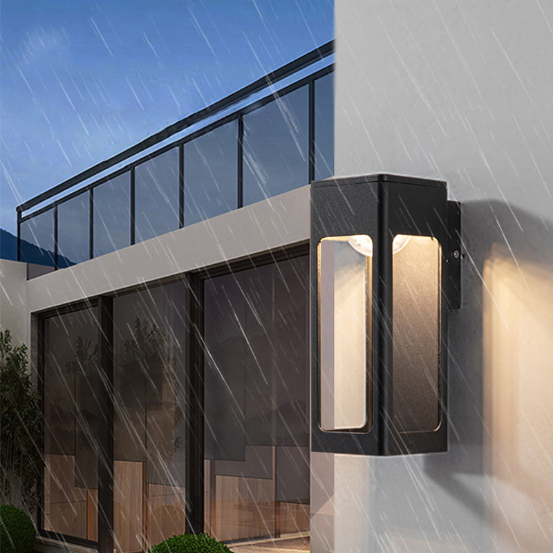 Ray Moderno Rectangular Aplique de Pared Exterior Negro — imagen 9 | Aura Lighting