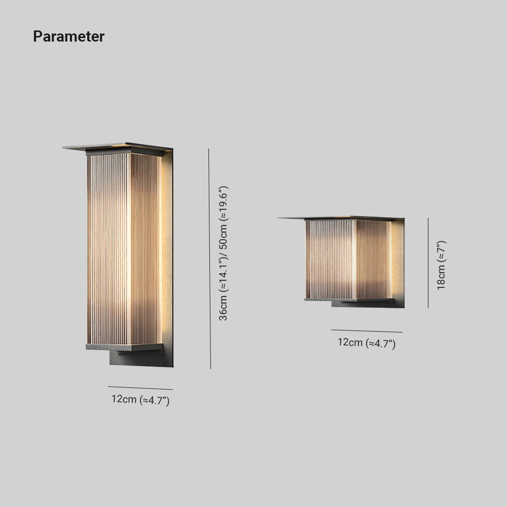 Ray Retro Cuboide Metal/Acrílico LED Aplique de Pared Exterior Negro — imagen 3 | Aura Lighting