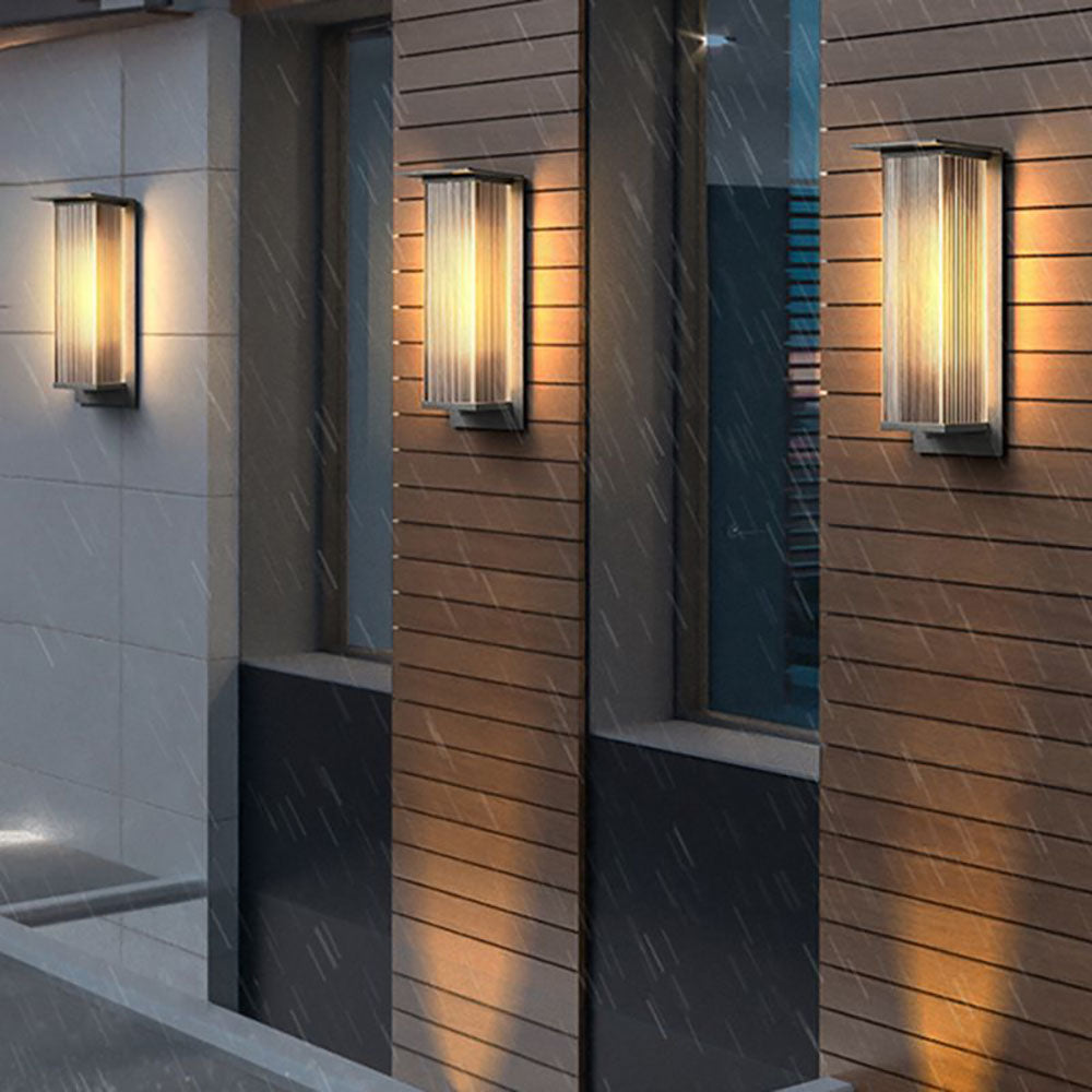 Ray Retro Cuboide Metal/Acrílico LED Aplique de Pared Exterior Negro — imagen 5 | Aura Lighting