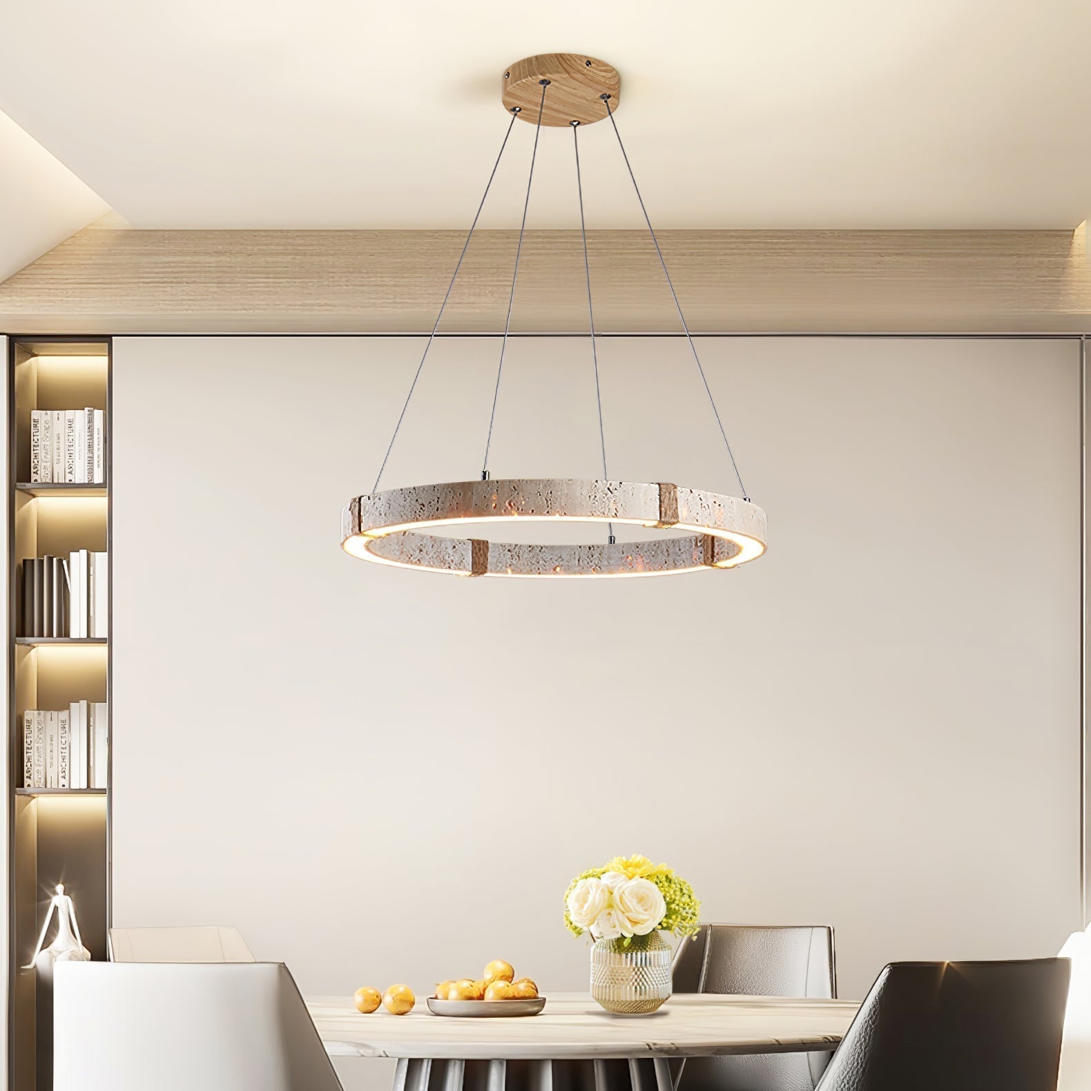 Ritta Lámpara Colgante de Travertino en Forma de Anillo — imagen 2 | Aura Lighting