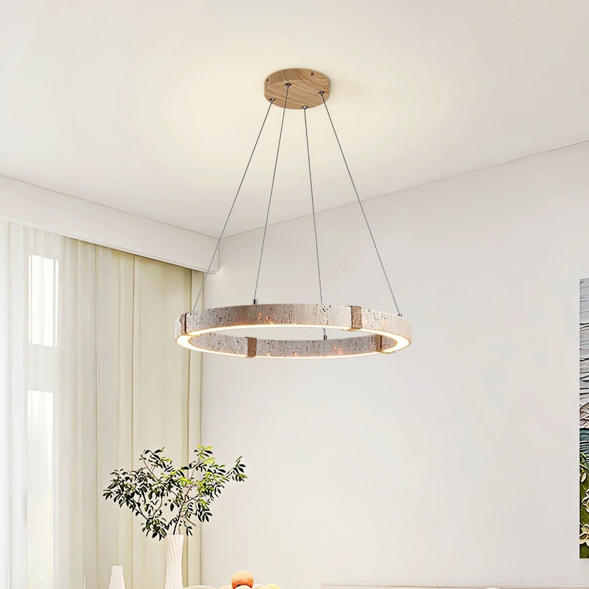Ritta Lámpara Colgante de Travertino en Forma de Anillo — imagen 6 | Aura Lighting