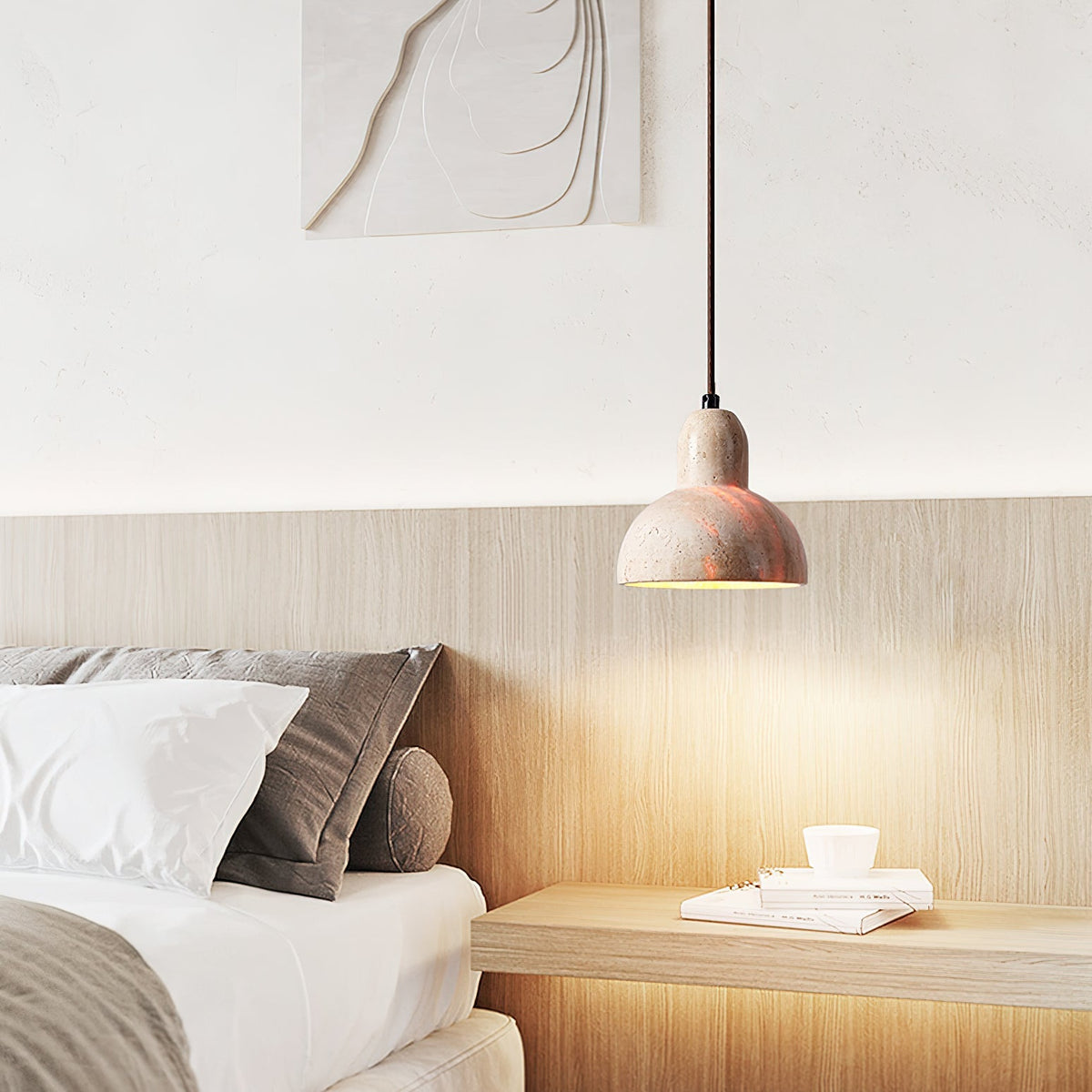 Ritta Lámpara Colgante de Travertino en Forma de Cúpula — imagen 18 | Aura Lighting