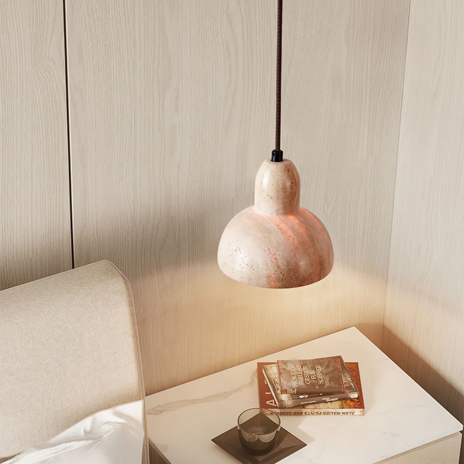 Ritta Lámpara Colgante de Travertino en Forma de Cúpula — imagen 9 | Aura Lighting