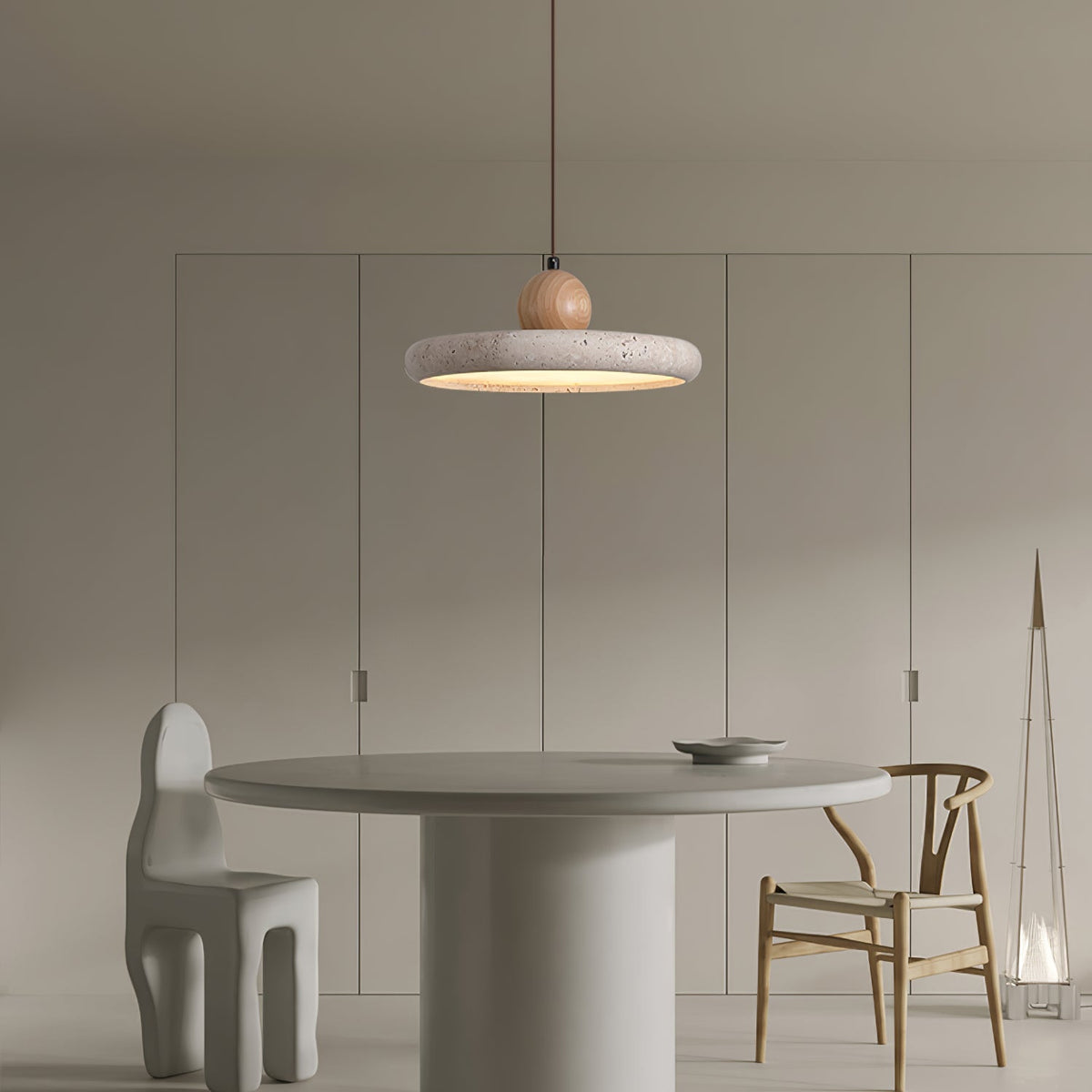 Ritta Lámpara Colgante de Travertino y Madera — imagen 5 | Aura Lighting