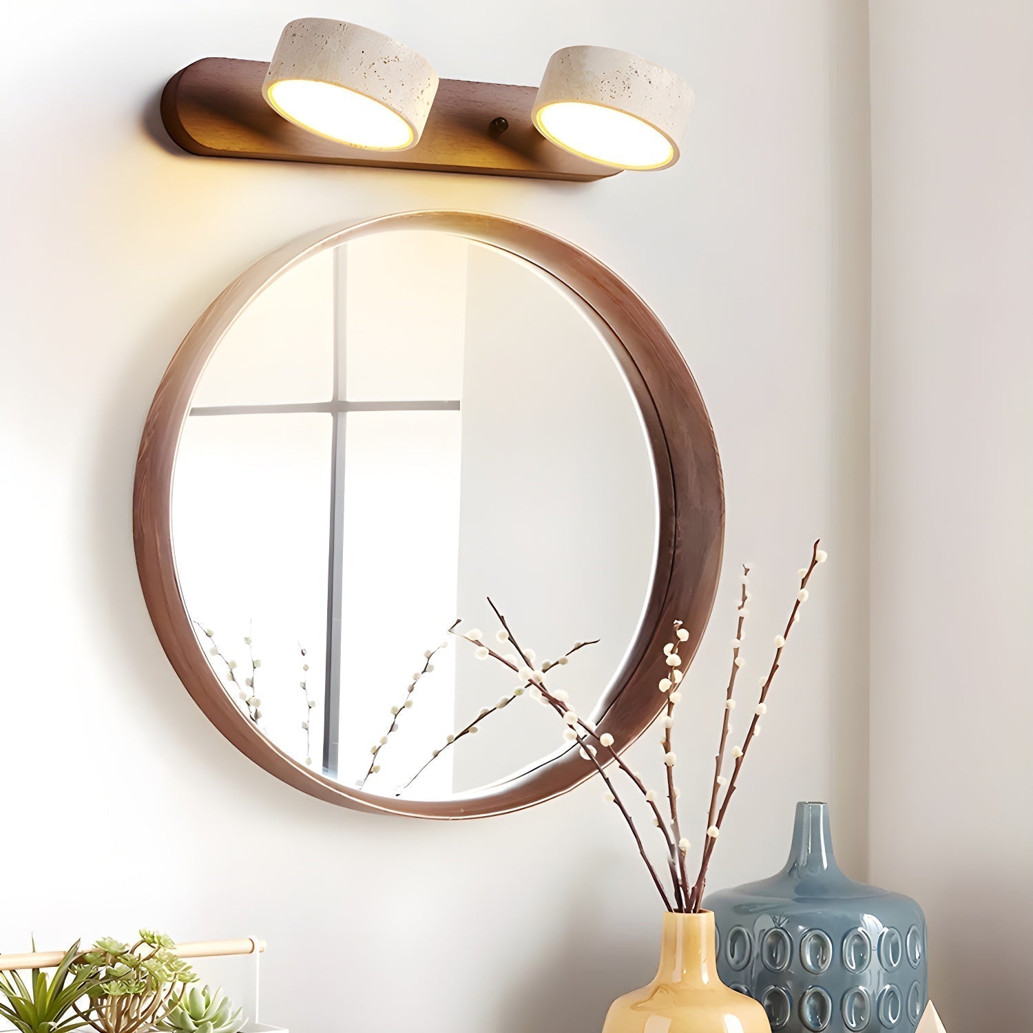 Ritta Lámpara de Pared Interior de Travertino Neutra — imagen 14 | Aura Lighting