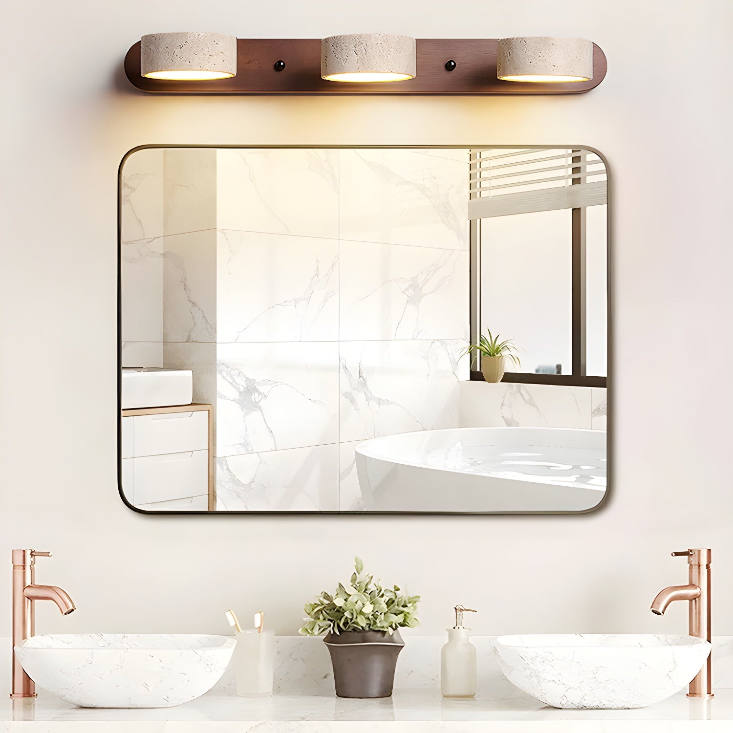 Ritta Lámpara de Pared Interior de Travertino Neutra — imagen 16 | Aura Lighting