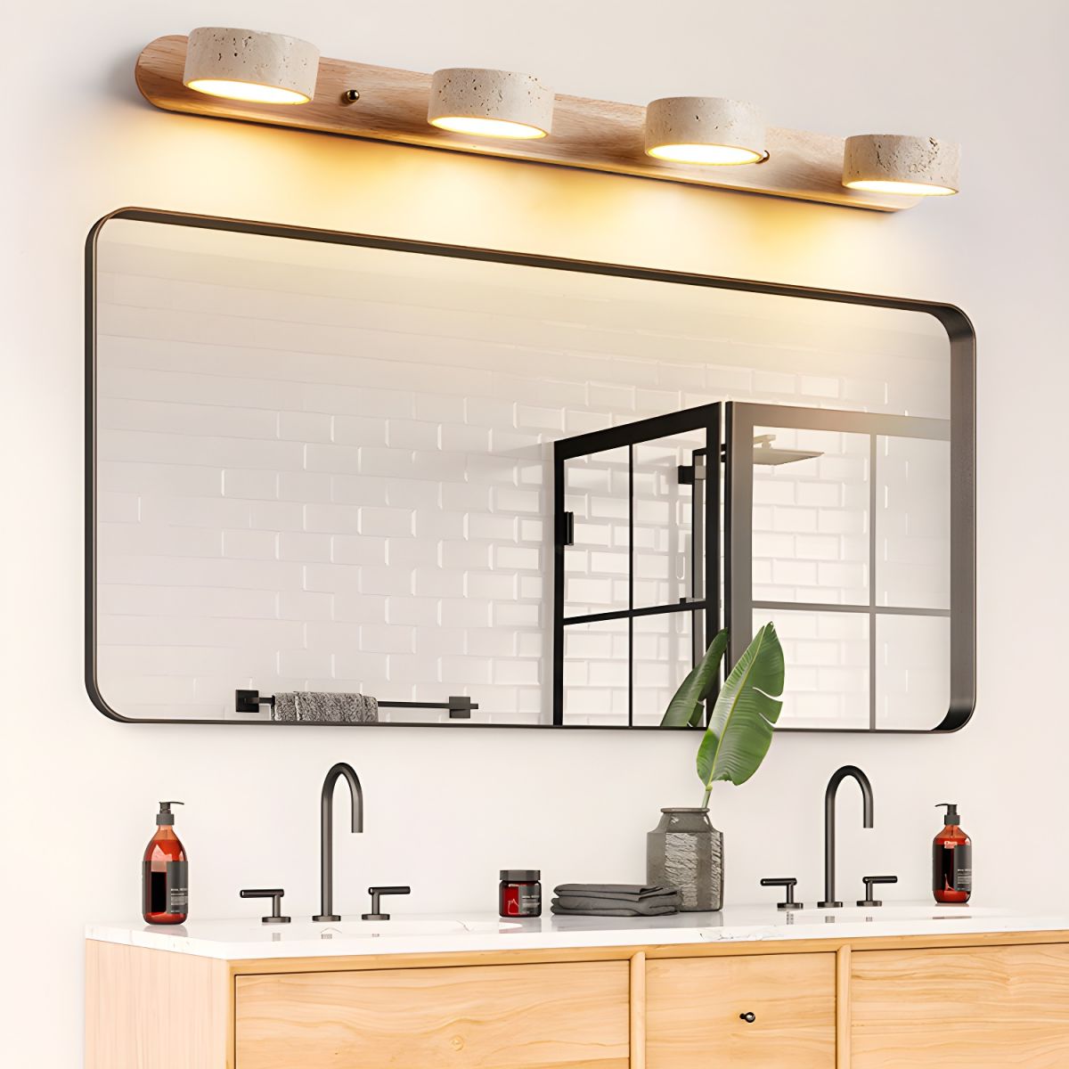 Ritta Lámpara de Pared Interior de Travertino Neutra — imagen 4 | Aura Lighting